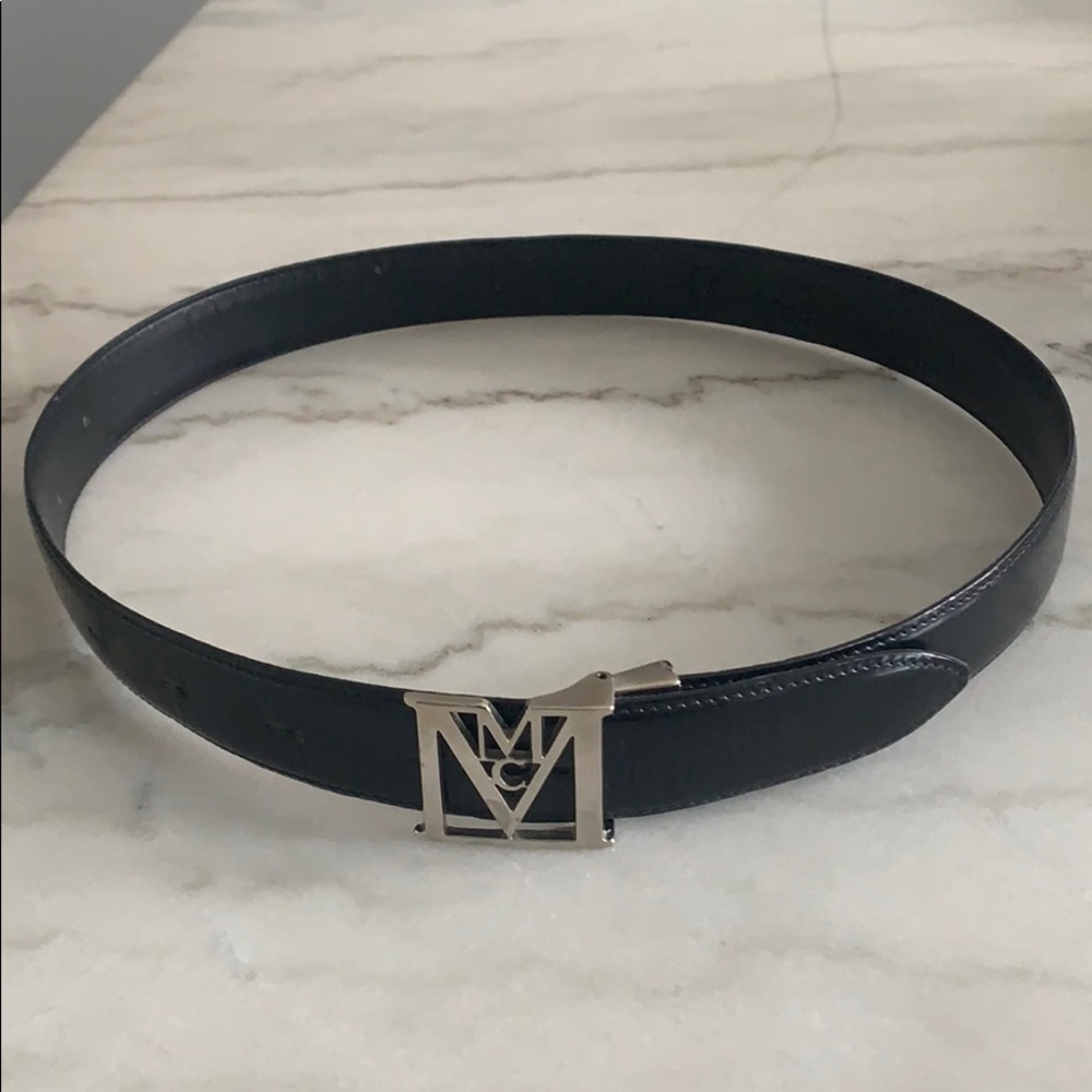 VINTAGE MCM Belt Black Patent Leather